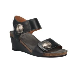 TAOS Carousel 3 black wedge leather sandals women’s shoes size 40 9 9.5